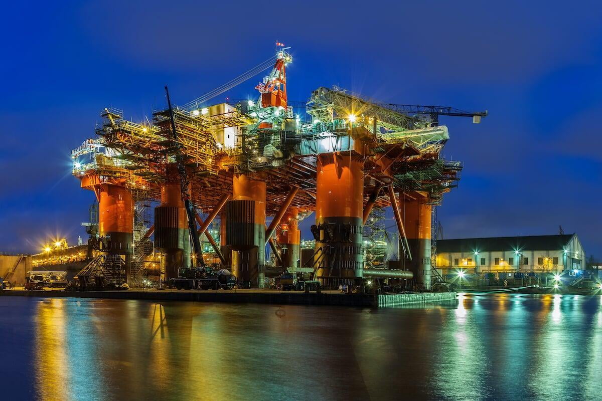 Oil rig at night