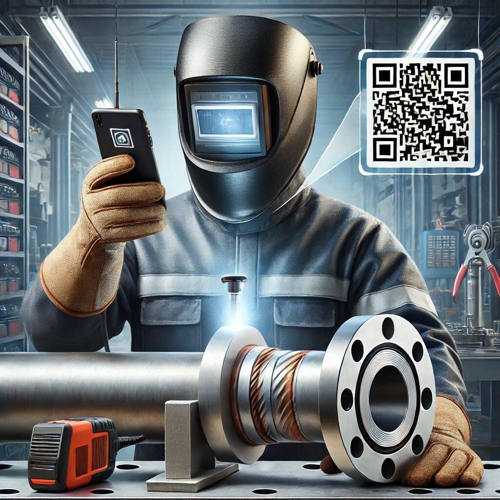 Welder and QR code label