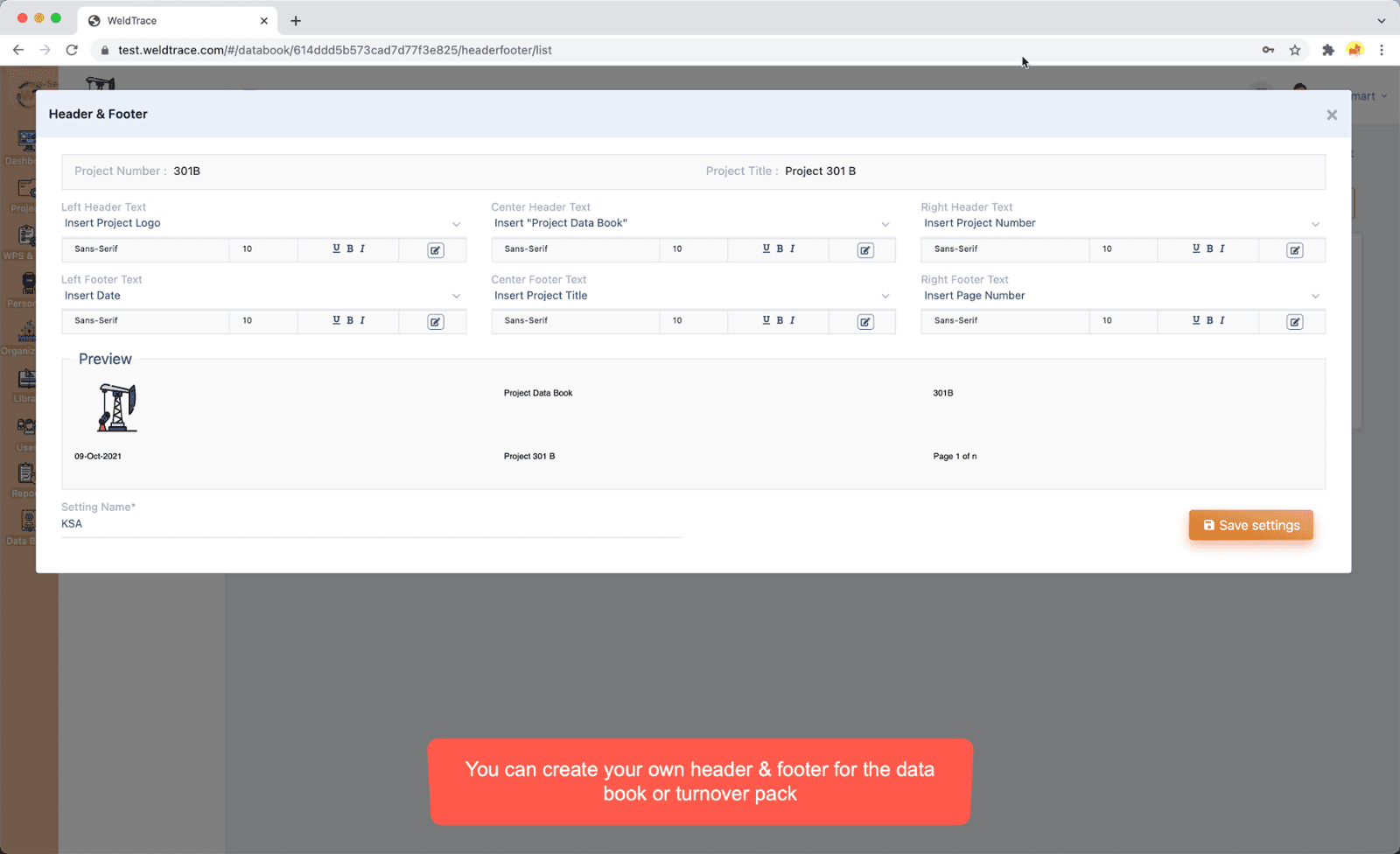 Create header and footer